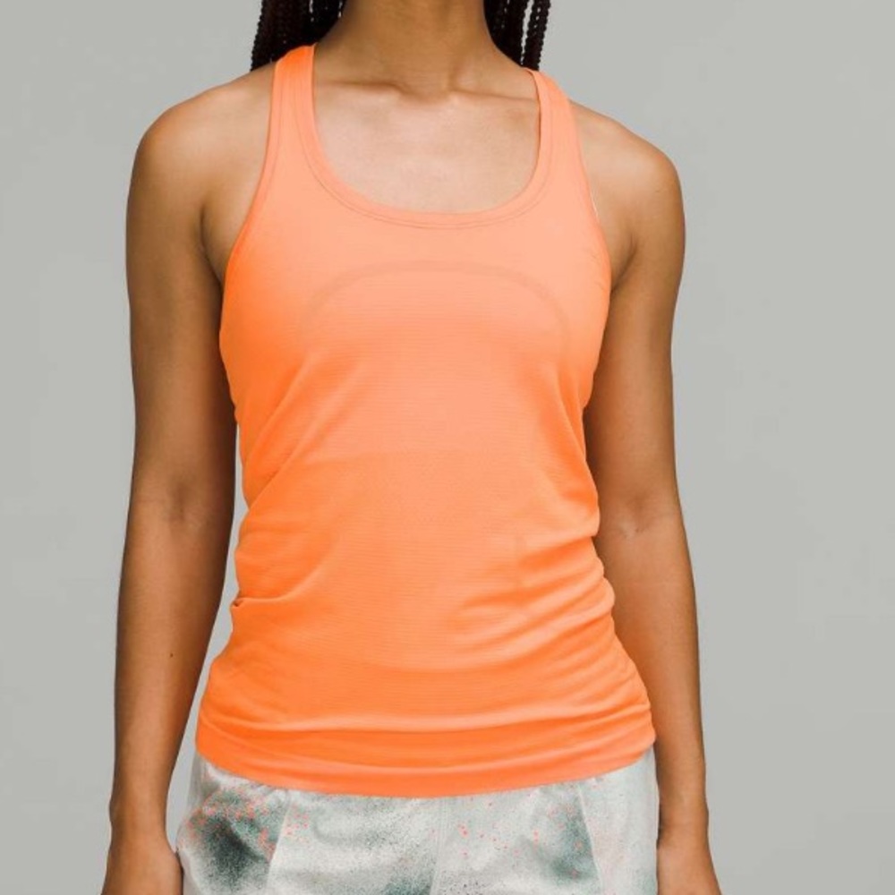 ORANGE SODA RACE LENGTH SWIFTLY TECH TANK TOP LULULEMON BRIGHT PASTEL ORANGE